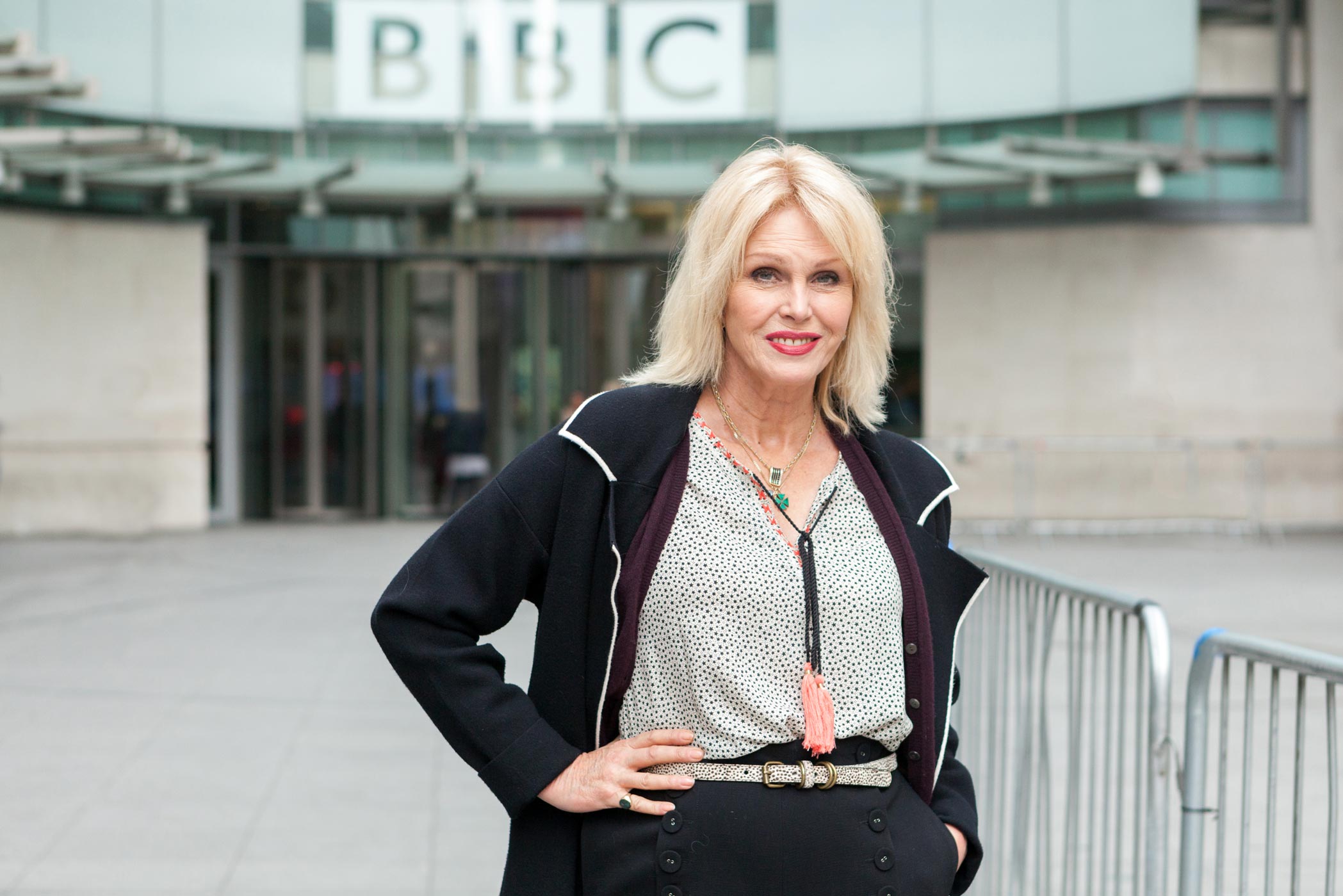 London corporate event photography. Joanna Lumley outside the BBC