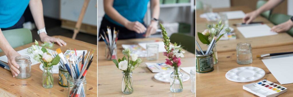 Brand photography at Hive Design Studio in Croydon. The team get ready for an art workshop in the studio.