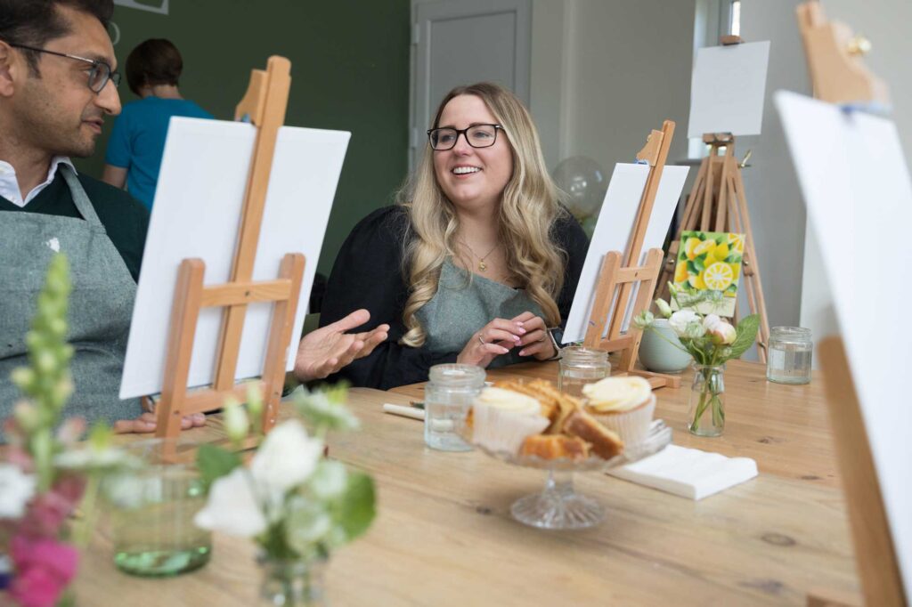 A watercolour painting class taking place at Hive Design Studio in Croydon