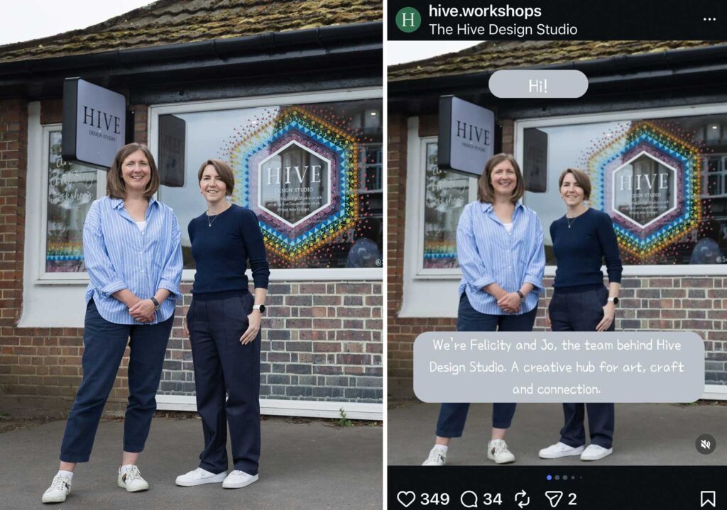 Example of a business using their photography to help in marketing their brand on social media