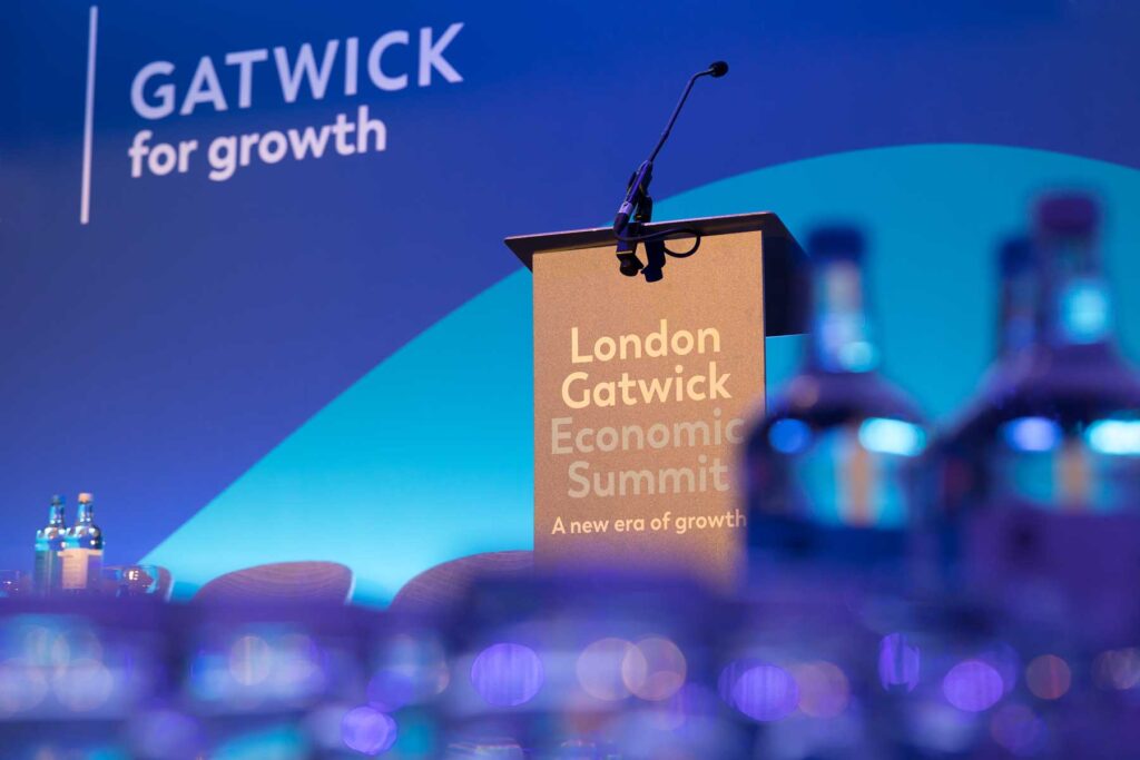Photography of the stage at a corporate business event in London