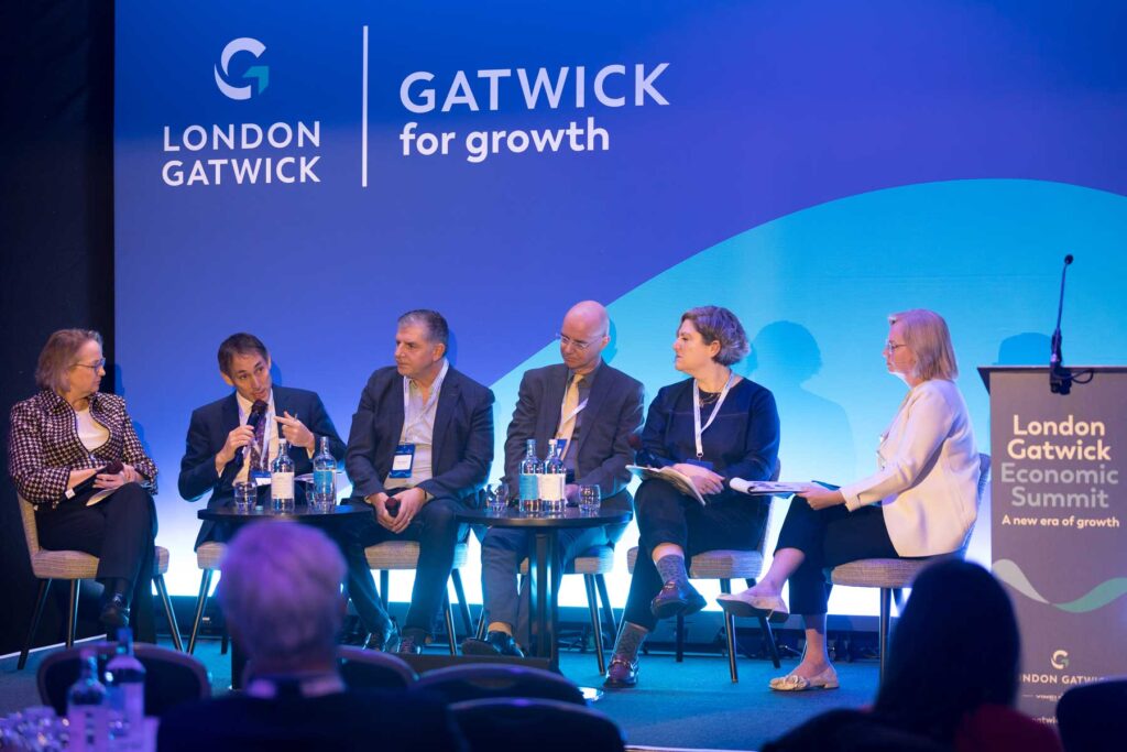 Photography of a panel discussion at the London Gatwick Economic Summit corporate event